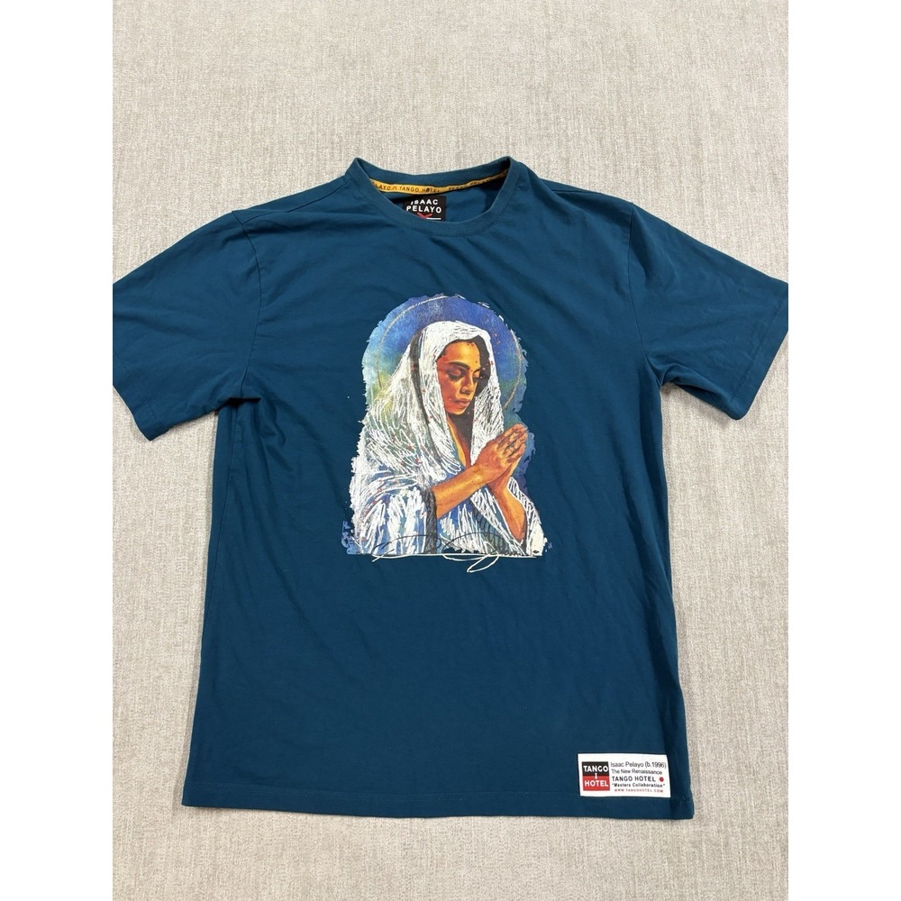 Tango Hotel x Isaac Pelayo Collab "Blood Talk" T-Shirt Men's Size Large Blue